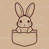 A cute cartoon animal face of a bunny with a curious expression, suitable for use in various creative projects.