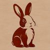 A cartoon illustration of a rabbit sitting on its haunches, ready for Easter.