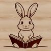 Friendly Bunny Illustration An illustration of a rabbit in a relaxed pose, surrounded by a vector frame.