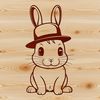 Sitting Rabbit Vector Graphic Image A sitting rabbit wearing a hat, suitable for various uses including clip art and vector design.