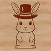 Hopping Good Design A cartoon rabbit sitting on its hind legs, wearing a hat.