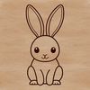 A cartoon rabbit sitting on its haunches, suitable for Easter and spring-themed designs.