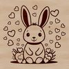 Love Heart Surrounds a Happy Bunny A rabbit sitting in a cute pose with love hearts surrounding it.