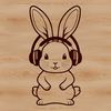 An SVG graphic design of a seated animal featuring a rabbit.