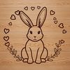 Whimsical Rabbit Icon A cartoon rabbit sitting on the ground with a heart above its head.
