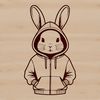 Vector Hoody Wearing Bunny Illustration Illustrative rabbit graphic with a hoody, suitable for vector art designs.