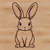 A cartoon rabbit sitting on its haunches, suitable for illustration or design.