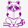 A raccoon character reading a book, depicted in a simple vector design for easy customization.