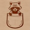 Raccoon Stencil Art A raccoon peeking out from behind a tree stump, depicted in high-quality vector graphics.