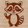 A digital illustration of a racoon in a vector format.