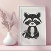 Beautiful Raccoon Illustration SVG A simple line art illustration of a raccoon in a neutral background, suitable for digital crafting projects.