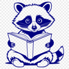 Cute Raccoon Reading Vector A raccoon character holding an open book, depicted as vector art for various design purposes.