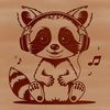 Cute Raccoon in Headphones Illustration A stylized illustration of a raccoon wearing headphones.