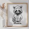 Cute Raccoon Hoodie A cartoon raccoon wearing a hooded jacket, suitable for vector art projects.