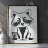 Clean Line Raccoon Design A simple illustration of a raccoon with a clean design, suitable for digital use in various formats including SVG.