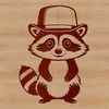 Playful Raccoon Silhouette A raccoon wearing a hat in a playful stance, suitable for digital projects.
