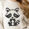 A vector illustration of a raccoon in a neutral color scheme.