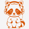 Playful Raccoon in Headphones Illustration A cartoon raccoon wearing headphones in a playful illustration style.