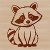 A raccoon designed as a vector graphic, suitable for digital cutouts or laser cutting.