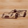 Vector design of a racing car with bold lines and dynamic curves.