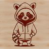 Cute Raccoon Illustration in Hoodie A realistic illustration of a raccoon in a hoody, suitable for graphic design projects.