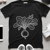 Vector illustration of a radish in white silhouette.