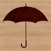 A flat vector illustration of an umbrella with a sturdy handle and colorful canopy.
