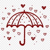 An illustration of a colorful umbrella with love hearts decorating the fabric, perfect for vector art and design.