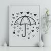 Whimsical Umbrella SVG Design with Heart Details A colorful SVG design featuring an umbrella with love hearts surrounding it, perfect for various crafts and DIY projects.
