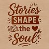 An SVG design featuring a silhouette of someone reading with thought bubbles containing motivational phrases.