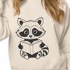 Cute Raccoon Reading Book SVG Illustration A masked raccoon character engaged in reading a book, suitable for vector design projects.