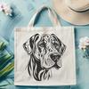 Ornate Dog Portrait Vector Art Large breed dog illustration featuring a Great Dane's head in ornate detail.