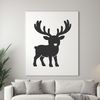 An illustration of a reindeer with antlers and a distinctive nose, suitable for various crafting and design projects.