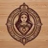 A stylized graphic representation of the Immaculate Heart, a symbol of devotion in various religious traditions.