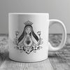 A stylized illustration of the Immaculate Heart, featuring a floral pattern in the design.