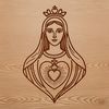 A stylized illustration of a heart with the word Immaculate written above it in a decorative font.
