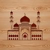 A detailed illustration of a traditional mosque architecture.