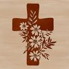 Simple Floral Cross Design A simple, hand-drawn design featuring a cross with floral accents.