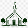 Simple SVG Church Design Download A 2D illustration of a traditional Baptist church building with a simple design.