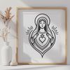 Beautiful Immaculate Heart Symbol A stylized illustration of the Sacred Heart of Mary, suitable for religious and spiritual contexts.