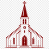 A digital illustration of a Baptist church building with simple architectural details.