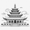 Beautiful Temple Design Vector Graphic An intricately designed vector graphic of a Buddhist temple building.