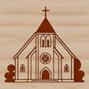 A simple outline illustration of a church building, suitable for various design projects.