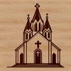 Vector Design SVG Church Building An SVG illustration of a traditional Catholic church architecture, suitable for vector design projects.