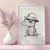 Whimsical Reptile Illustration A cartoon lizard wearing a fedora-style hat, illustrated as a vector graphic.