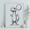 Whimsical Lizard Graphic Art A colorful illustration of a lizard in a playful pose.