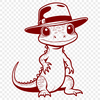 Colorful Reptile Silhouette A colorful reptile with scaly skin, standing on two legs and wearing a hat.