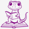 Colorful Lizard Reading Companion A colorful lizard sitting on a stack of books, symbolizing a love for reading and learning.