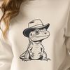 Colorful Reptile Wearing a Tiny Chapeau A green lizard wearing a tiny hat, suitable for vector art projects.