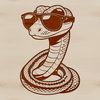 Stylish Snake Silhouette A cartoon snake wearing trendy sunglasses, depicted in vector style.